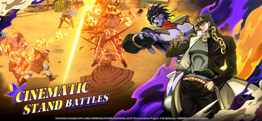 JoJo Golden Spirit in-game Stand battle screenshot showing combat damage numbers